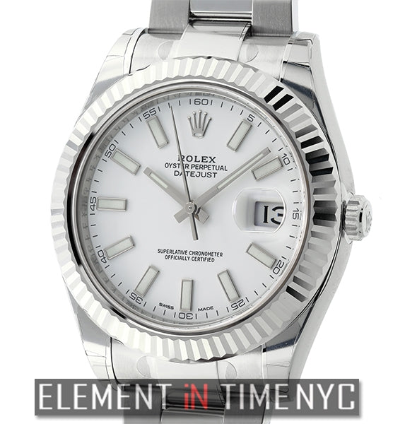 Steel & White Gold 41mm White Index Dial