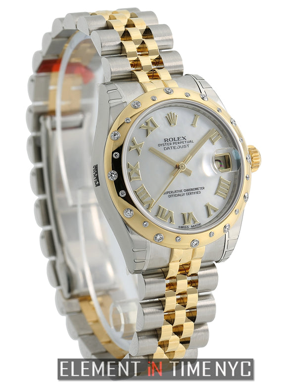 Steel & Yellow Gold 31mm Diamond Bezel Mother Of Pearl Dial