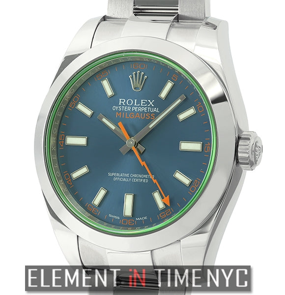 Stainless Steel 40mm Green Crystal Z-Blue Dial