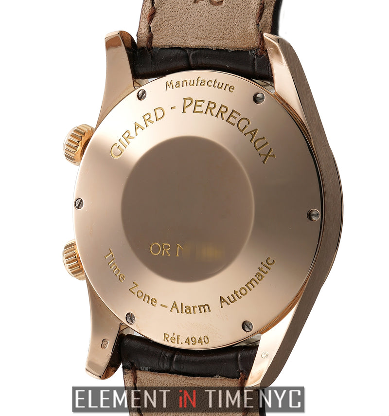 GMT Alarm 18k Rose Gold 38mm Black Concentric Dial