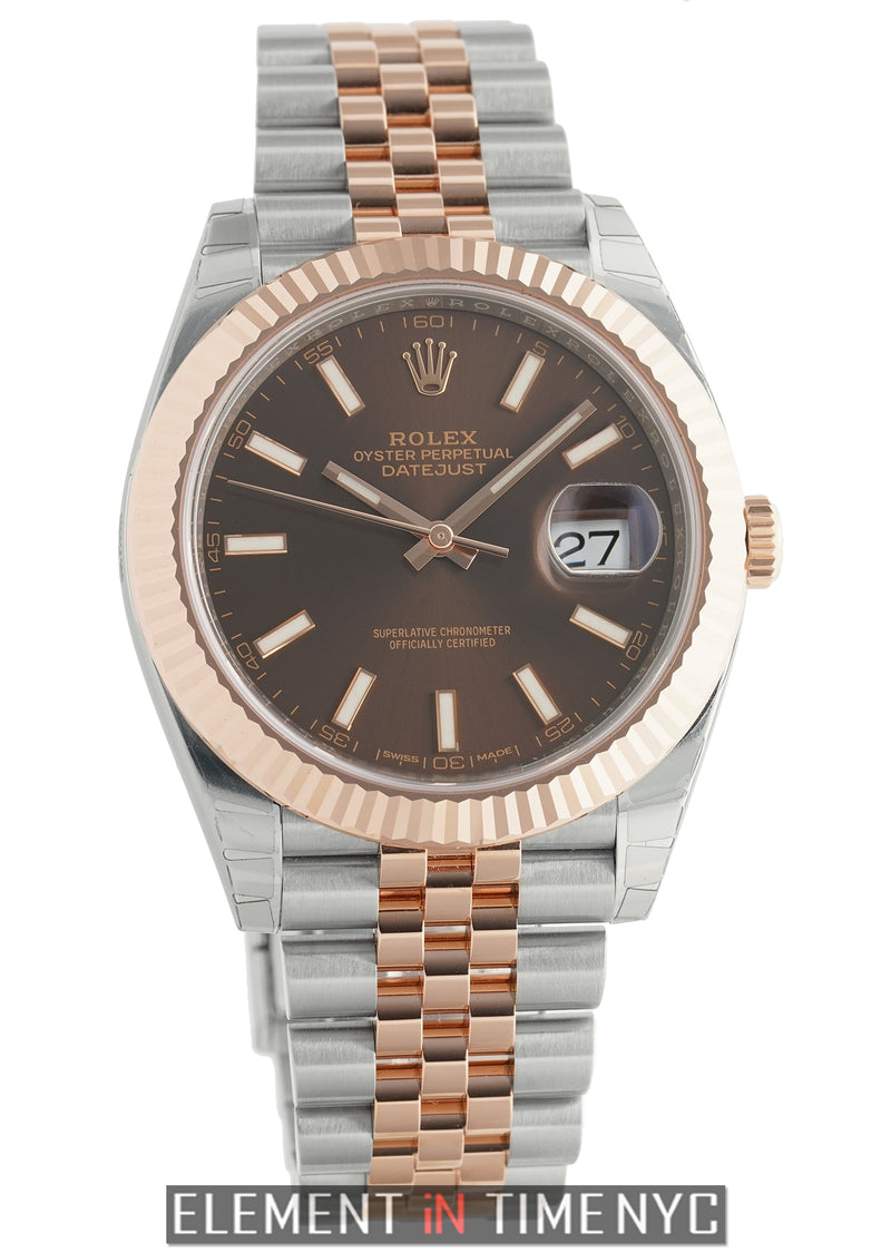 41mm Steel & Rose Gold Fluted Bezel Jubilee Chocolate Dial