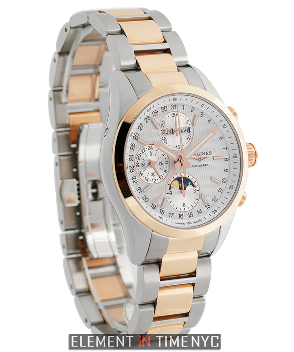 Chronograph Moonphase 42mm Steel & 18k Rose Gold Silver Dial