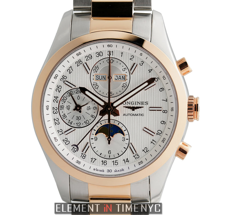 Chronograph Moonphase 42mm Steel & 18k Rose Gold Silver Dial