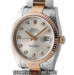 Steel / 18k Rose Gold Oyster Silver Diamond Dial 36mm