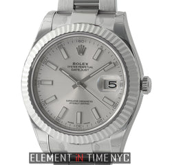 Steel & White Gold 41mm Silver Index Dial