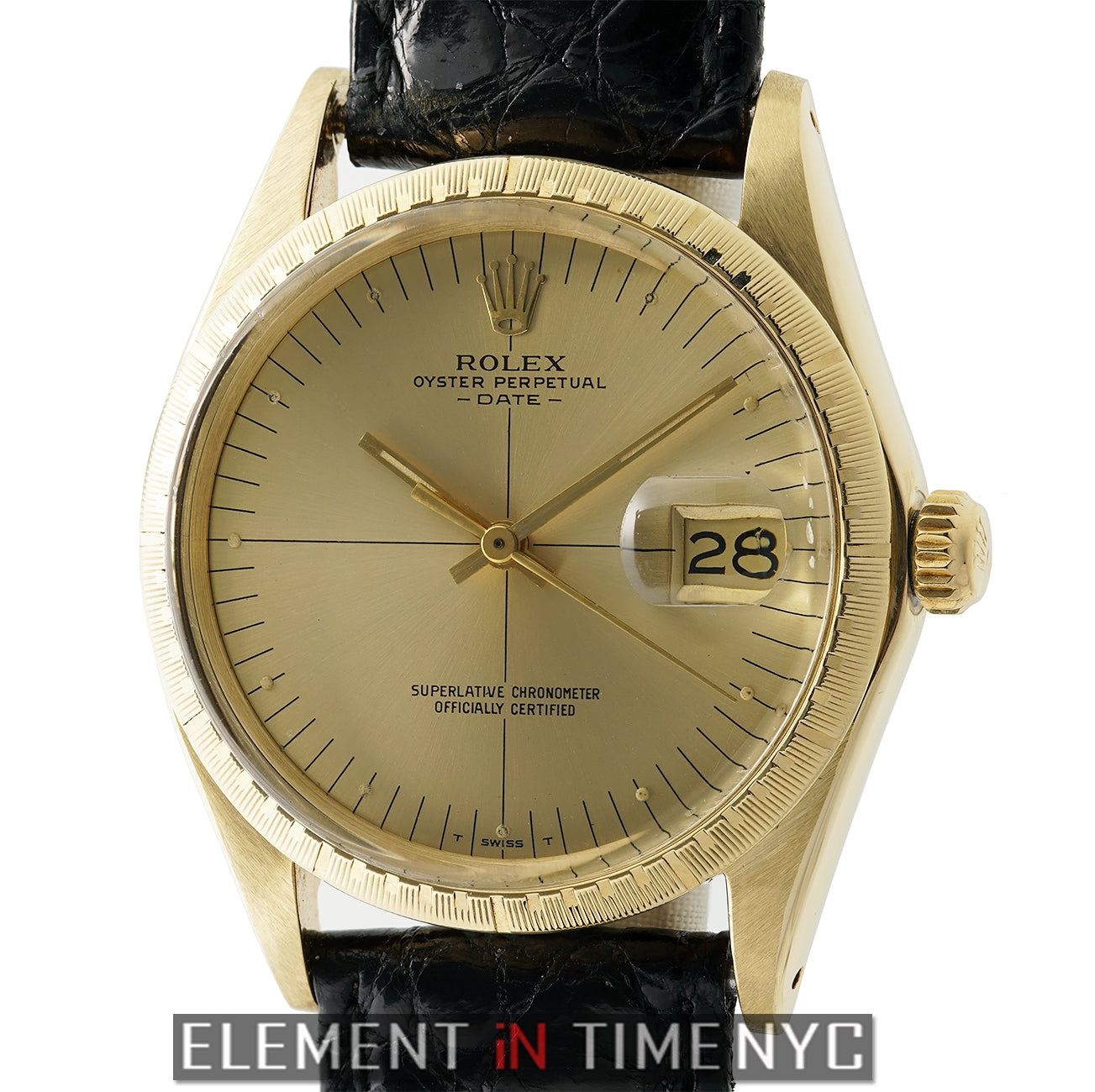 Rolex Oyster Perpetual Date 1501 Gold Zephyr Dial 18k Yellow Gold – Watch  Collectors