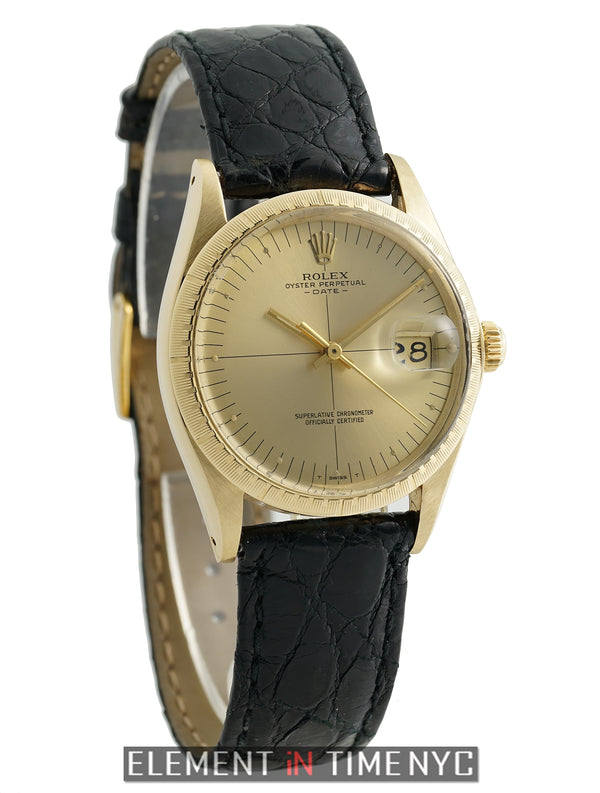 Vintage Zephyr Date 14k Yellow Gold Champagne Dial Circa 1969