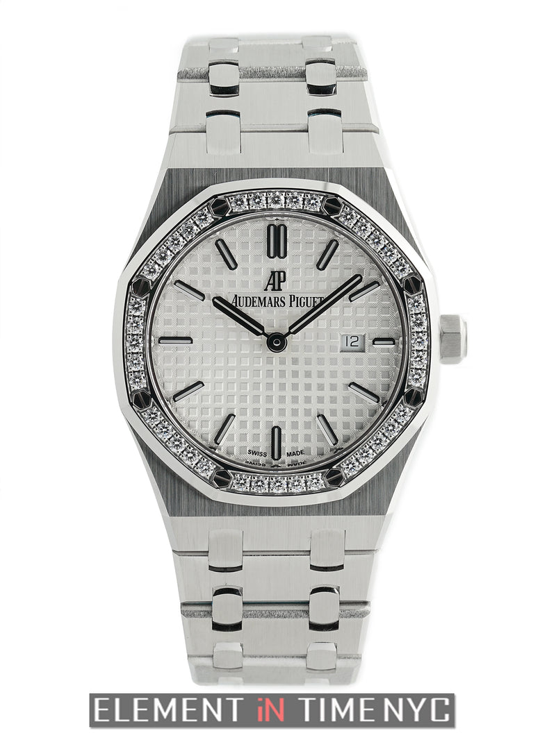 Stainless Steel Diamond Bezel 33mm Silver Index Dial