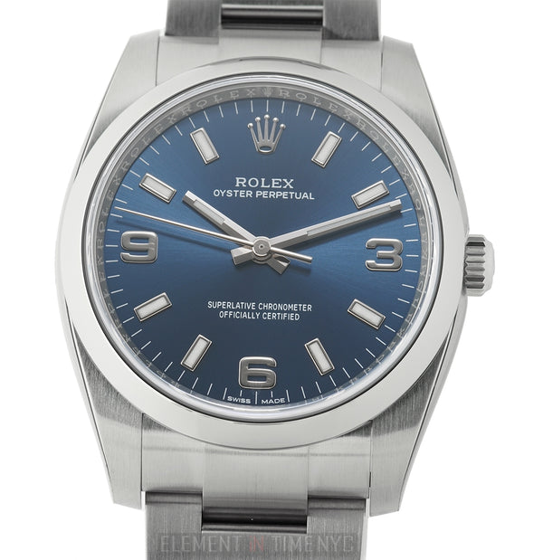 No-Date Steel 34mm Blue 3,6,9 Dial