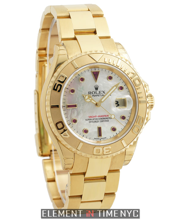 18k Yellow Gold Mother Of Pearl Ruby Dial Y Serial 2002