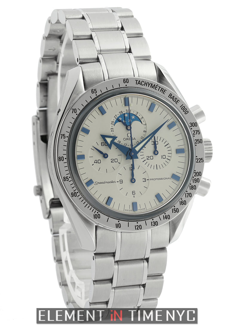 Professional Moonwatch Moonphase Broad Arrow White Dial White Gold Bezel