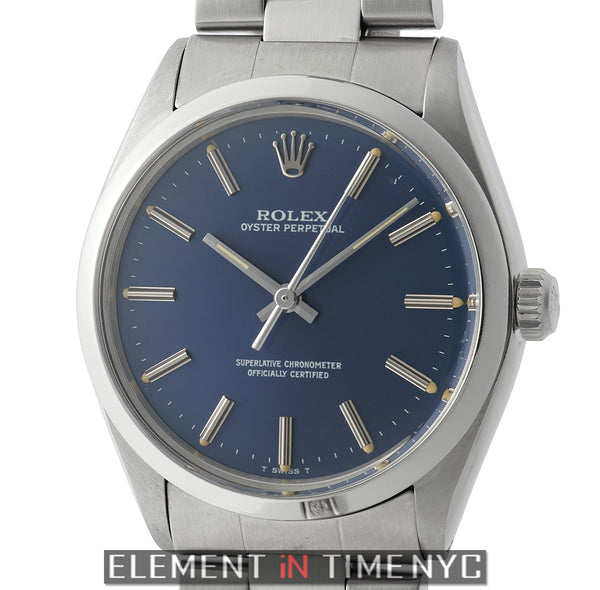 Vintage Stainless Steel 34mm Blue Index Dial Circa 1986