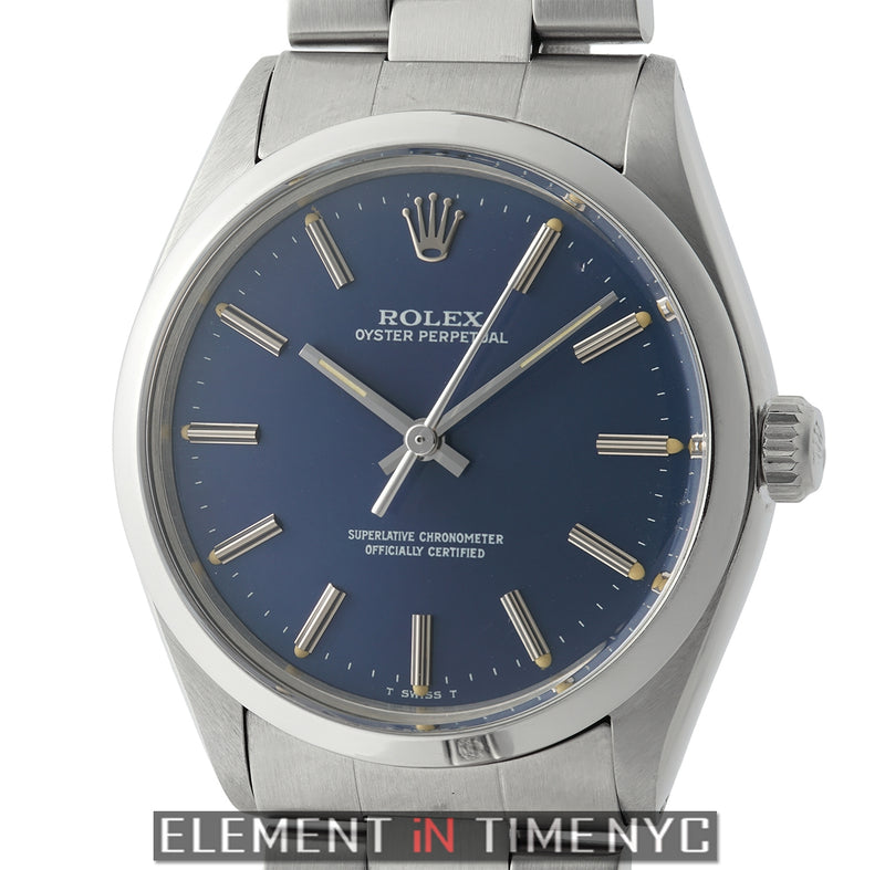 Vintage Stainless Steel 34mm Blue Index Dial Circa 1986