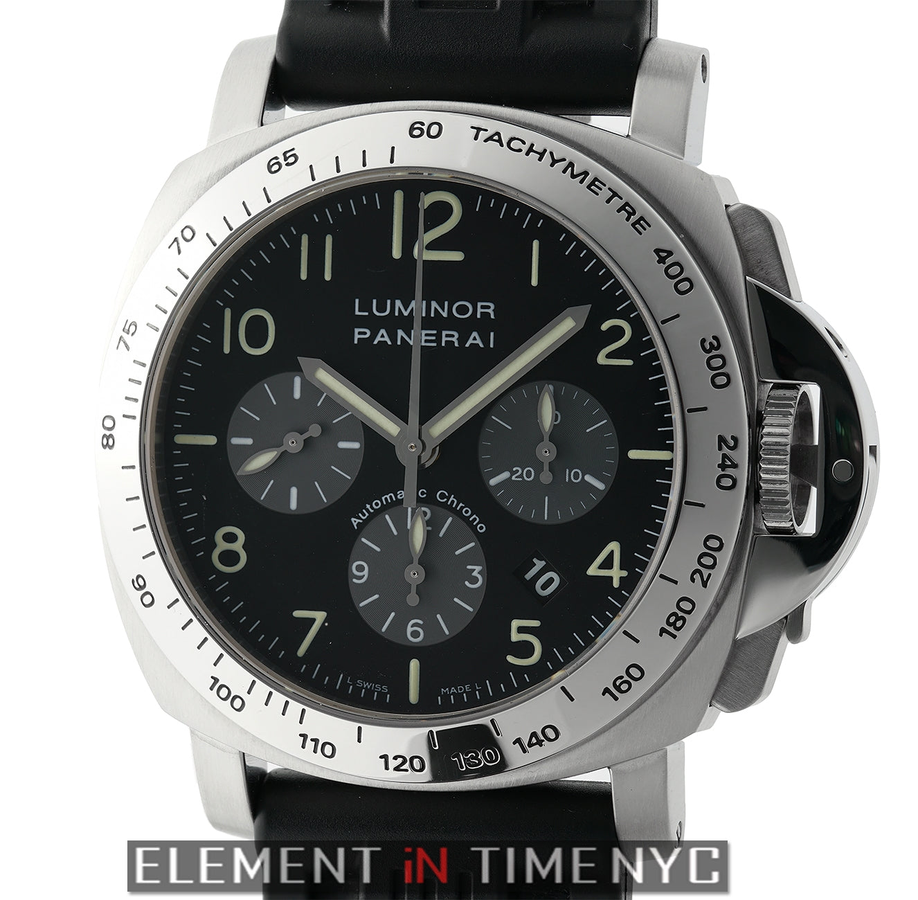 Panerai Luminor Chronograph Steel 44mm Black Grey Dial Circa