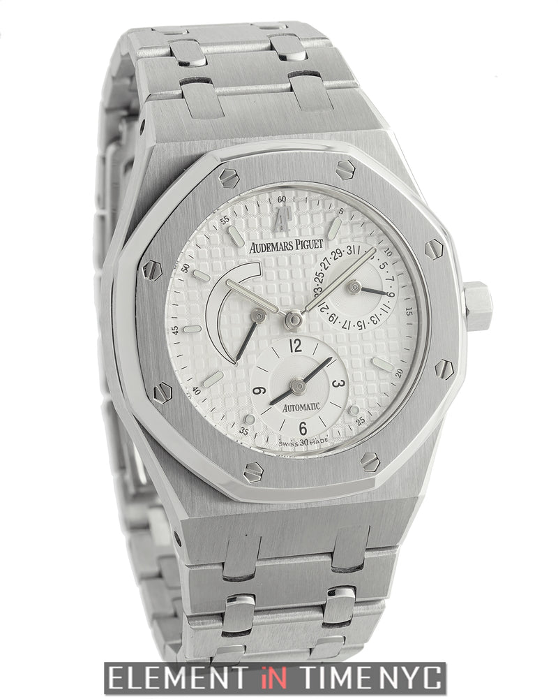 Dual Time Stainless Steel 36mm White Waffle Dial