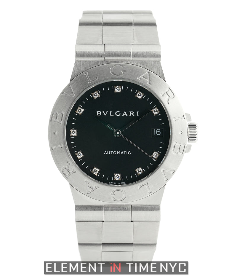 Stainless Steel 35mm Black Diamond Dial Automatic