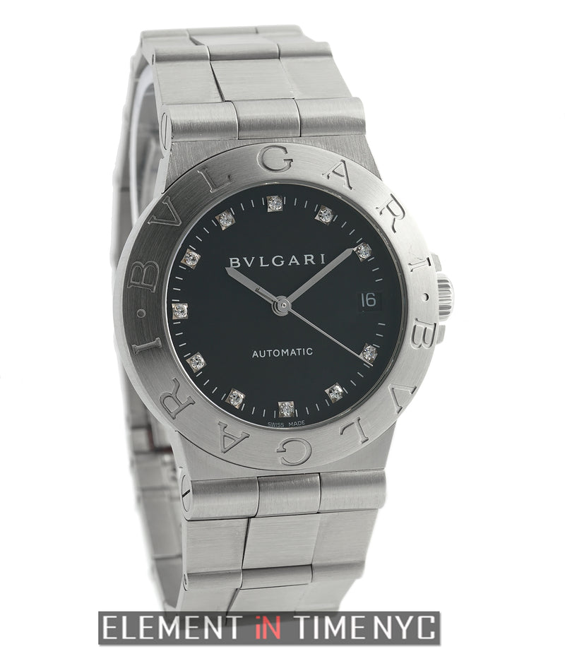 Stainless Steel 35mm Black Diamond Dial Automatic