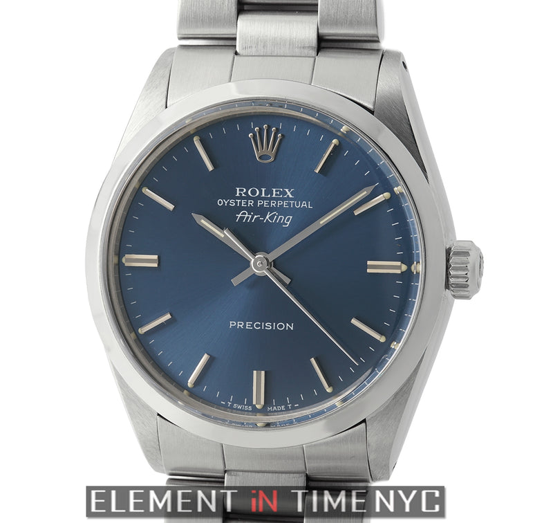 Rolex 34mm Air-King Stainless Steel Blue Index Dial Automatic 5500