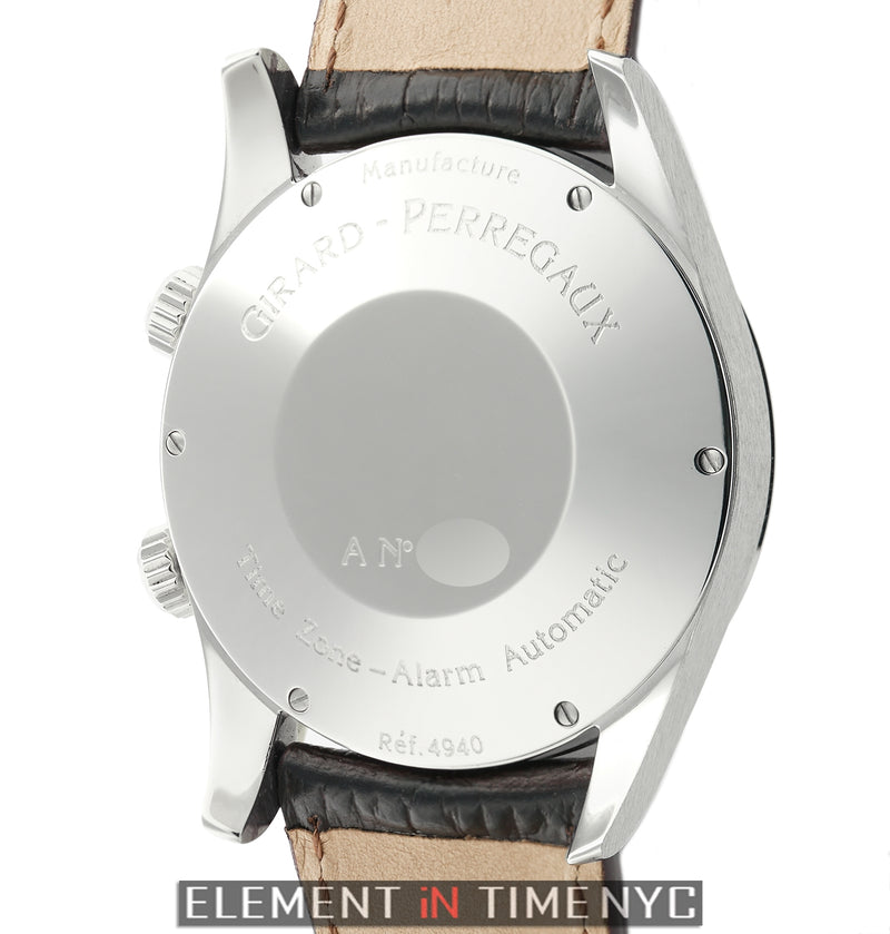 GMT Alarm Stainless Steel 38mm Salmon Dial