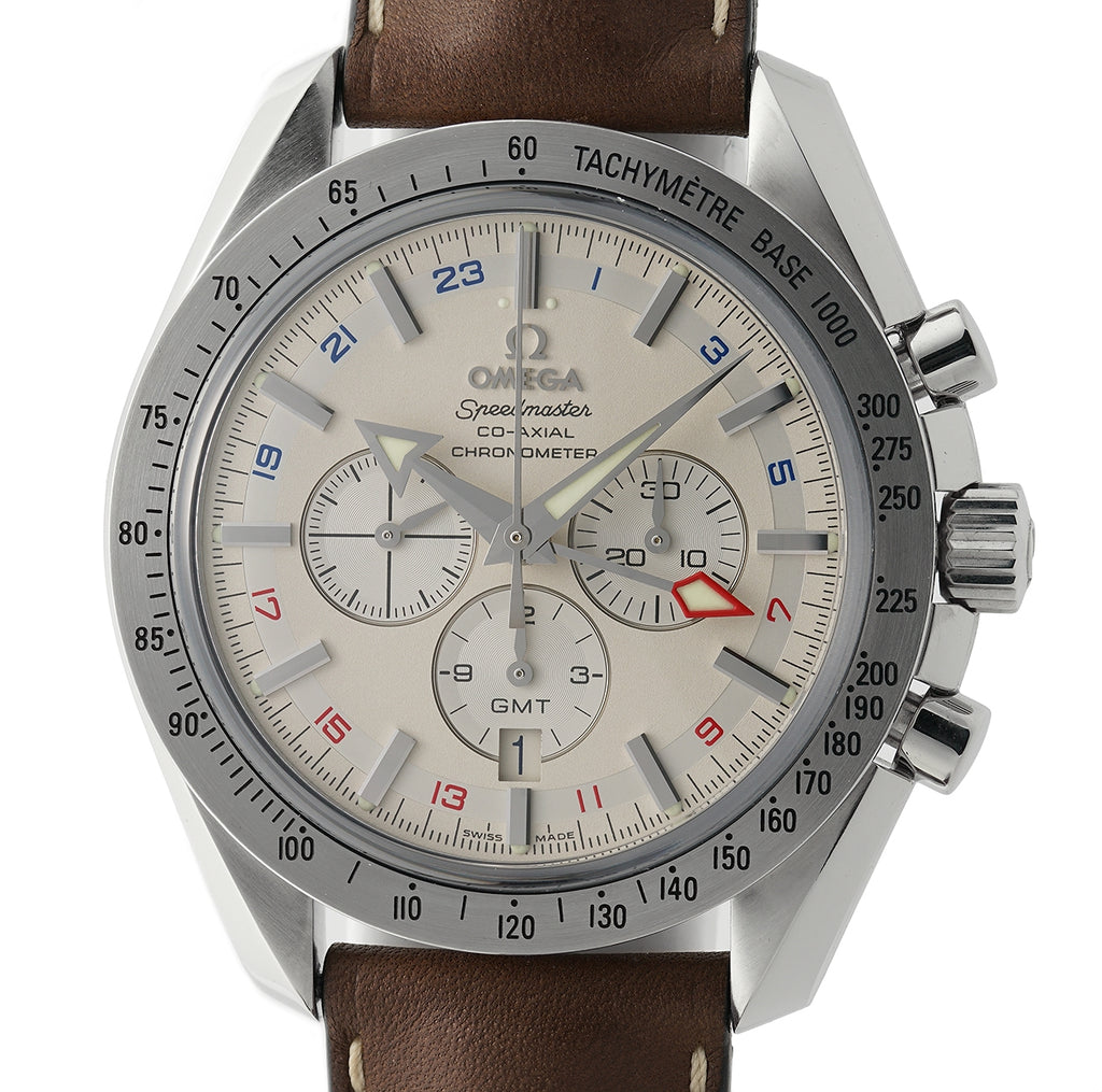 Omega Speedmaster Broad Arrow GMT Chronograph Co Axial