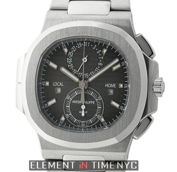 41mm Travel Time Chronograph Stainless Steel Black Dial