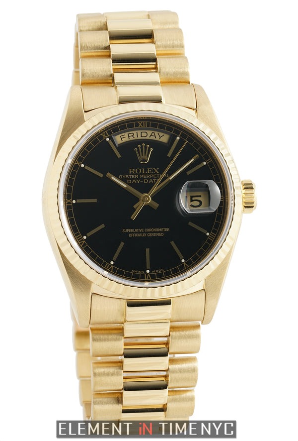 Vintage President 36mm 18k Yellow Gold Single Quick Black Dial 1986