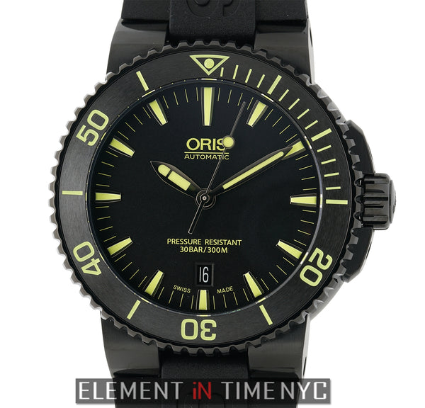 Aquis Date DLC Coated Stainless Steel 43mm Black Dial