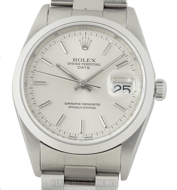 Date Silver Index Dial Stainless Steel 34mm Circa 1999