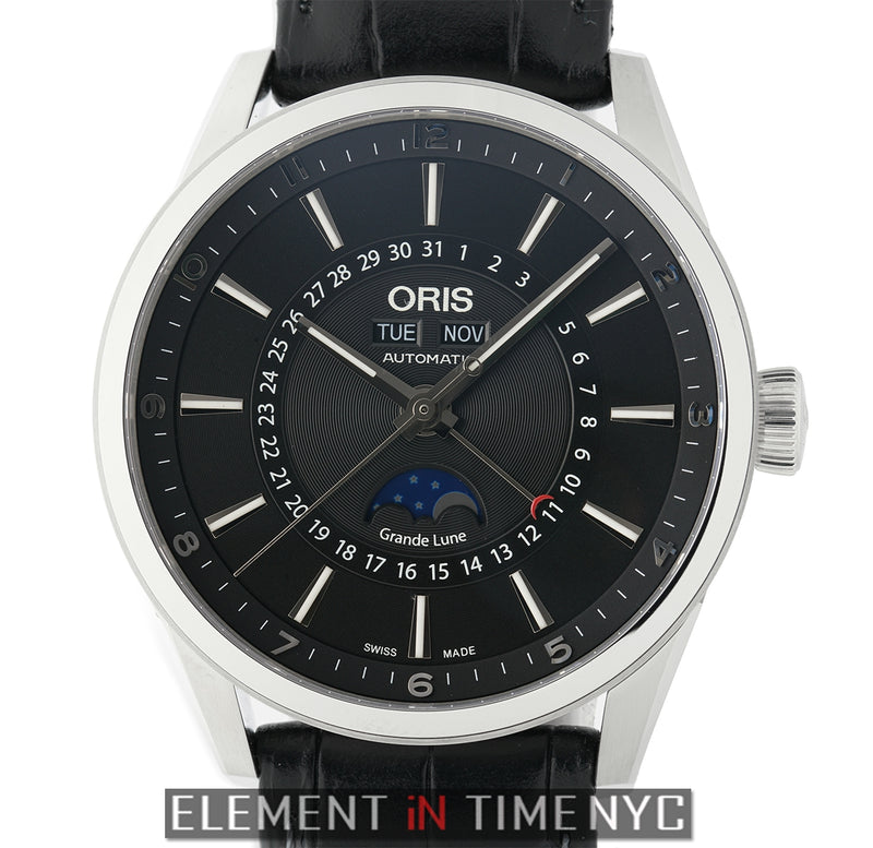 Stainless Steel Automatic Moonphase Triple Calendar Black Dial 42mm