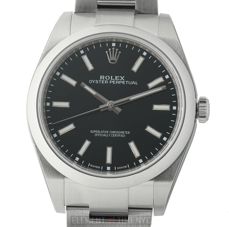 39mm No-Date Stainless Steel Black Index Dial