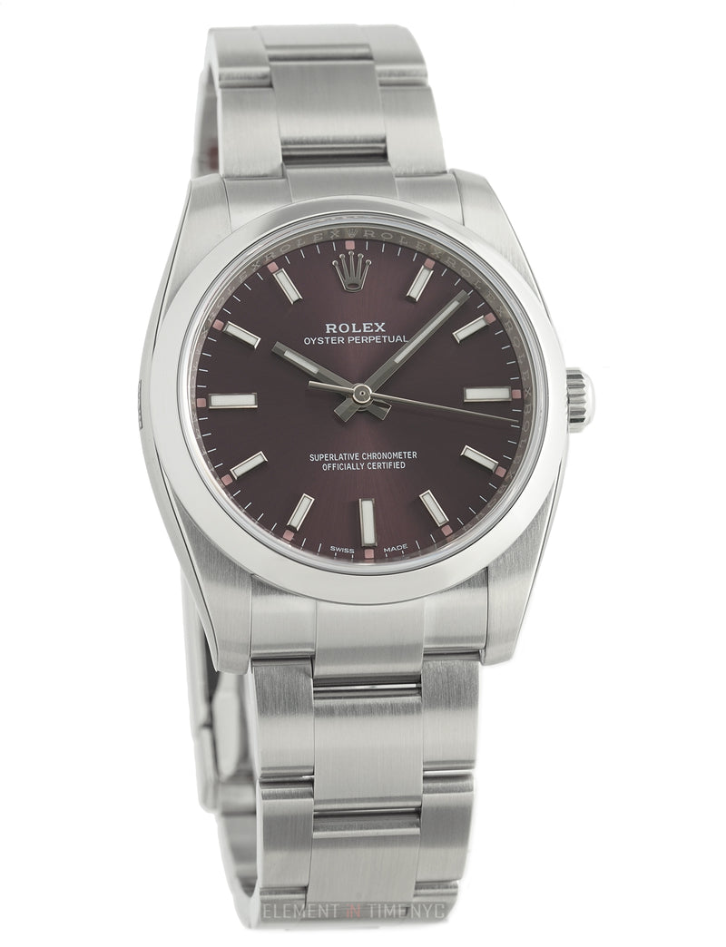 34mm No-Date Stainless Steel Red Grape Dial