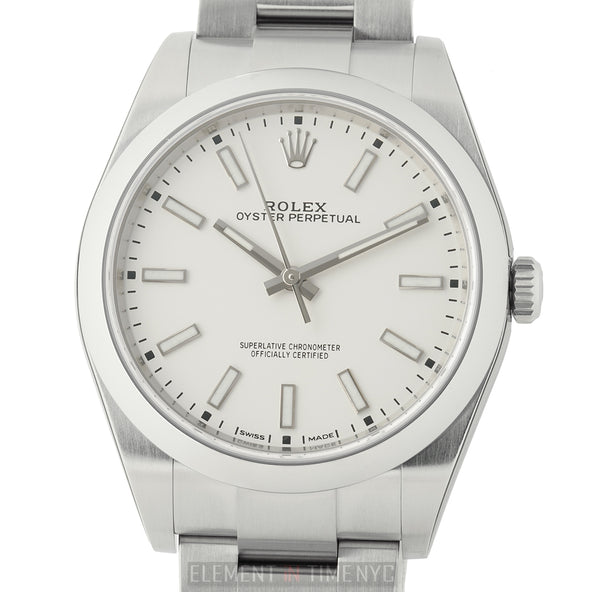 39mm No-Date Stainless Steel White Index Dial
