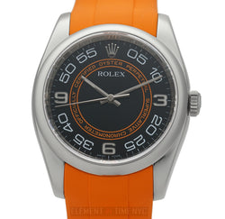 No-Date Steel 36mm Black Dial Orange Accents On Rubber B M Serial