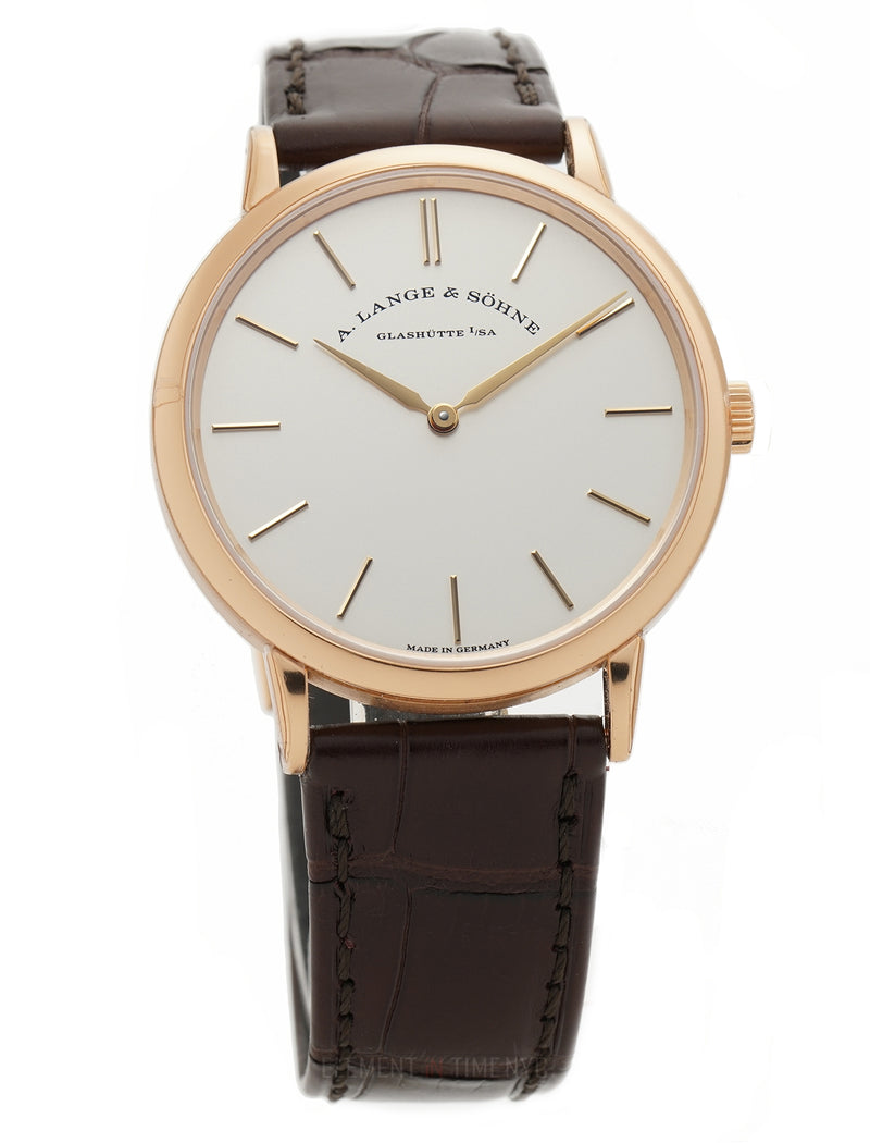 Thin Manual Wind 37mm 18k Rose Gold Silver Dial