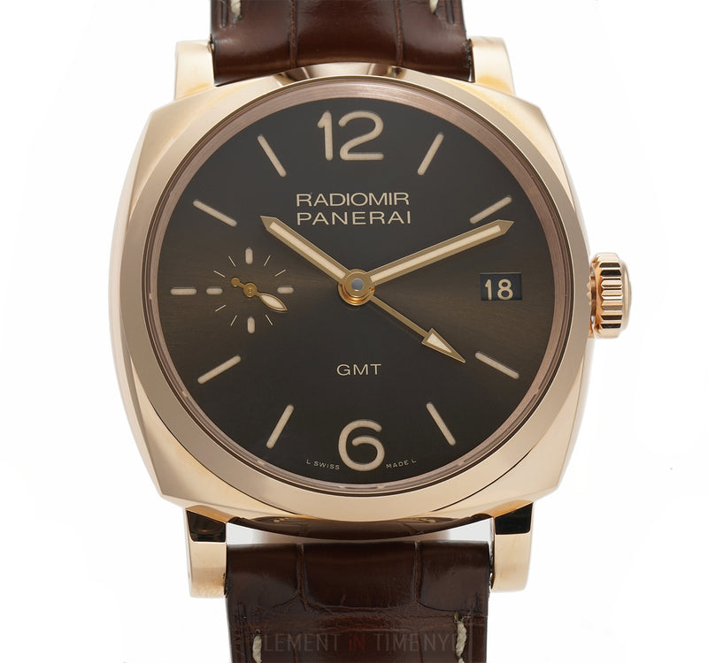 1940 3 Days GMT 18k Rose Gold 47mm Brown Sandwich Dial