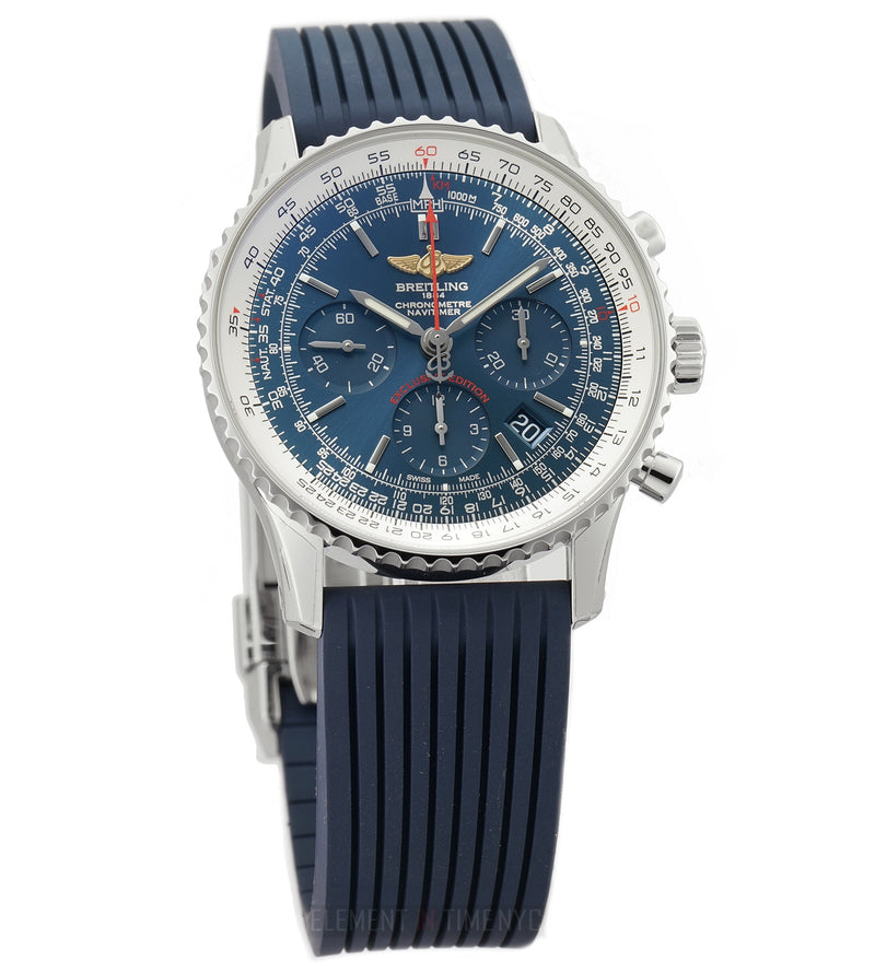 Navitimer 01 @9 Exclusive Edition Aurora Blue 43mm On Rubber Full Set 2018
