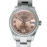 31mm Diamond Bezel Pink Roman Diamond VI Dial Oyster Bracelet