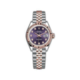 28mm Steel and 18k Everose Gold Purple Aubergine Diamond Dial Jubilee
