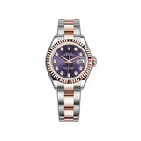 28mm Steel and 18k Everose Gold Purple Aubergine Diamond Dial Oyster Bracelet