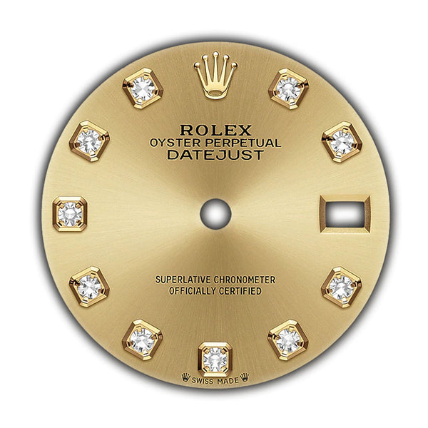 28mm 18k Yellow Gold Champagne Diamond Dial Jubilee Bracelet