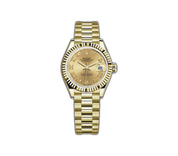 28MM 18k Yellow Gold Champagne Roman Dial President Bracelet