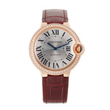 36mm 18k Rose Gold Diamond Bezel Automatic On Burgundy Strap