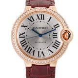 36mm 18k Rose Gold Diamond Bezel Automatic On Burgundy Strap