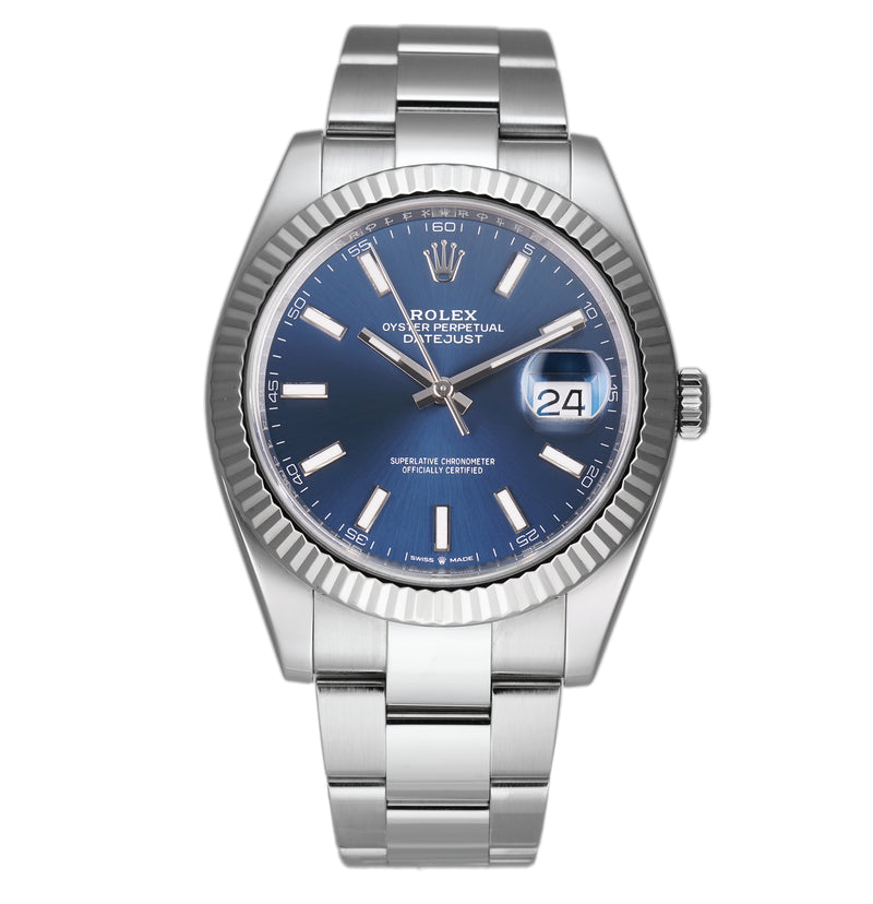 Steel 41mm 18k White Gold Bezel Blue Index Dial Oyster With Card 2019