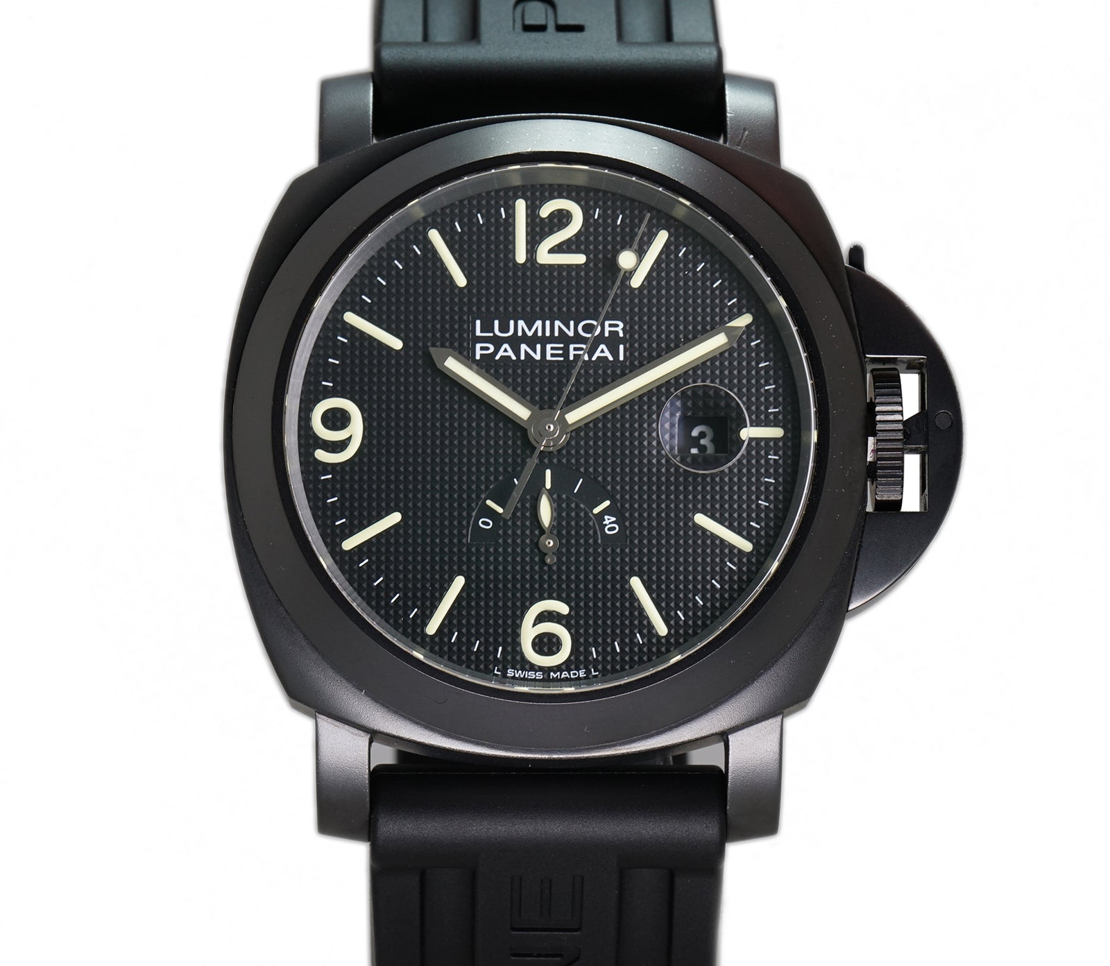 Panerai Luminor Power Reserve PVD 44mm Black Hobnail Dial PAM00028 Element iN Time NYC