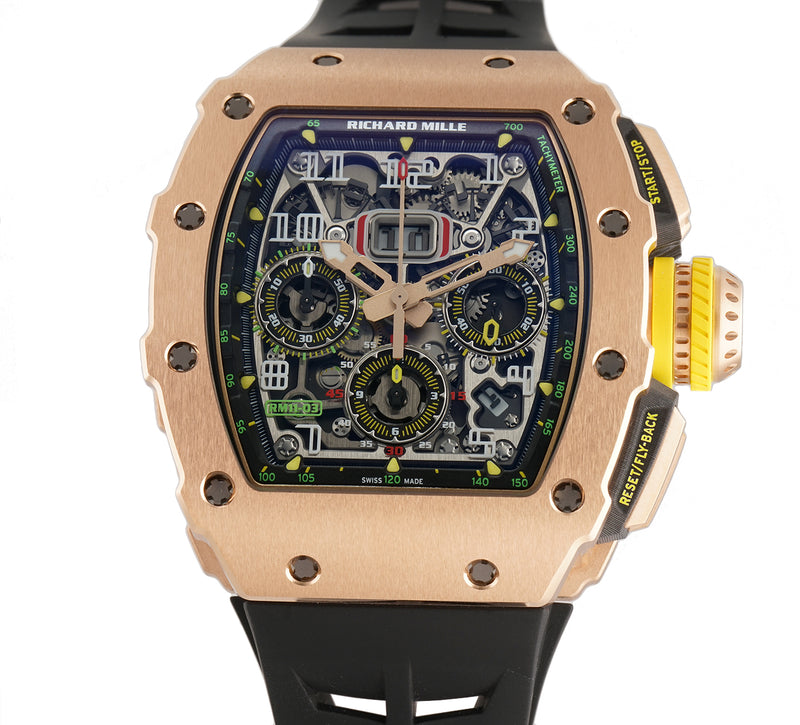 Richard Mille 18k Rose Gold Flyback Chronograph Skeleton Dial