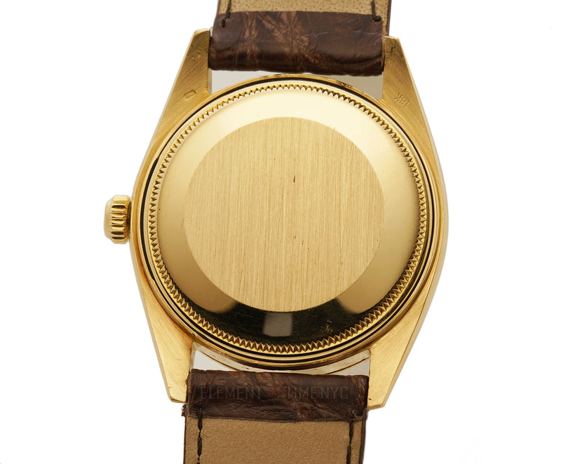 Vintage 34mm Date 18k Yellow Gold T Swiss Champagne Stud Dial Circa 1970