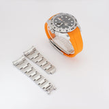 42mm Black Dial On Orange RubberB & Steel Bracelet Included Box and Papers
