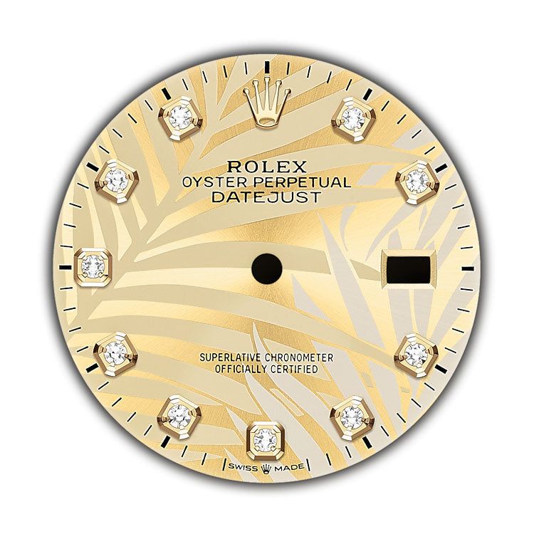 36mm Steel & Yellow Gold Golden Palm Motif Diamond Dial & Bezel On Oyster Bracelet