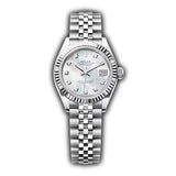 28mm Steel MOP Mother of Pearl Diamond Dial Fluted Bezel Jubilee